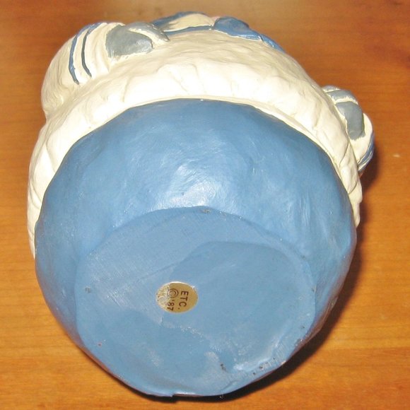 Meow! French Sailor Fat Cat Vintage Handcrafted Painted Pottery Cat Decor - Picture 7 of 8